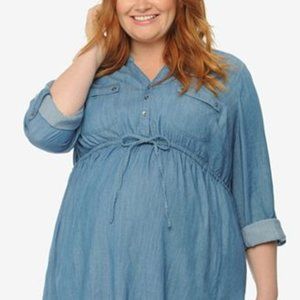 2X Motherhood Maternity Denim Plus Size Blouse